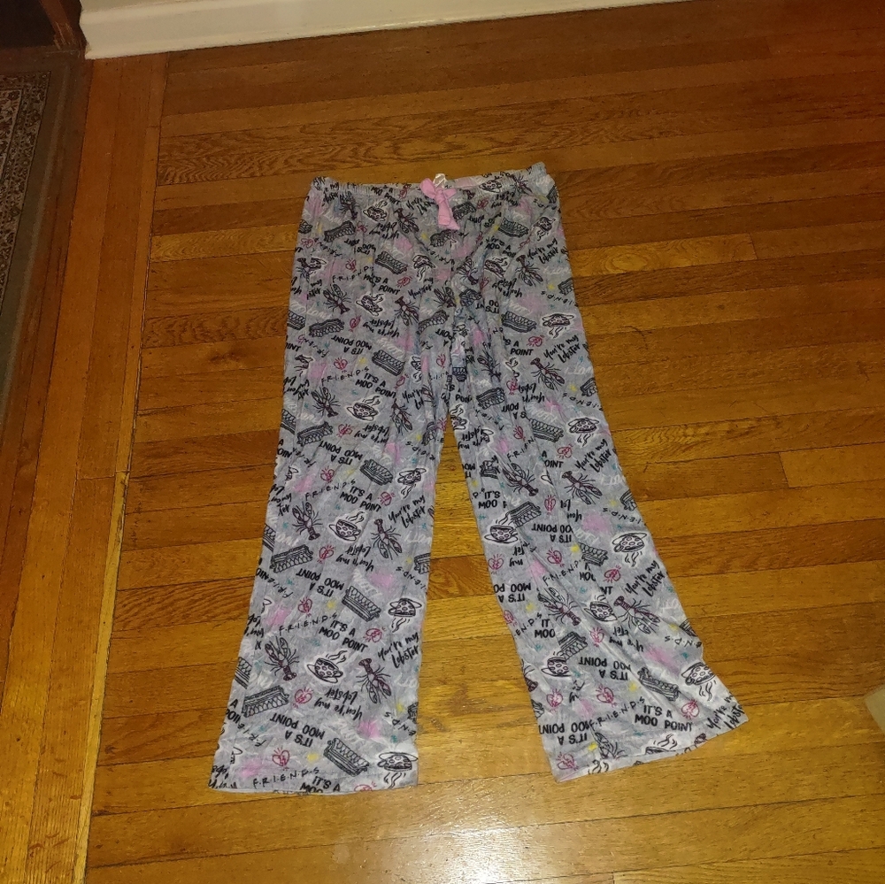 Friends TV Show Cozy Grey Pajama Lounge Pants with Drawstrings Size Large